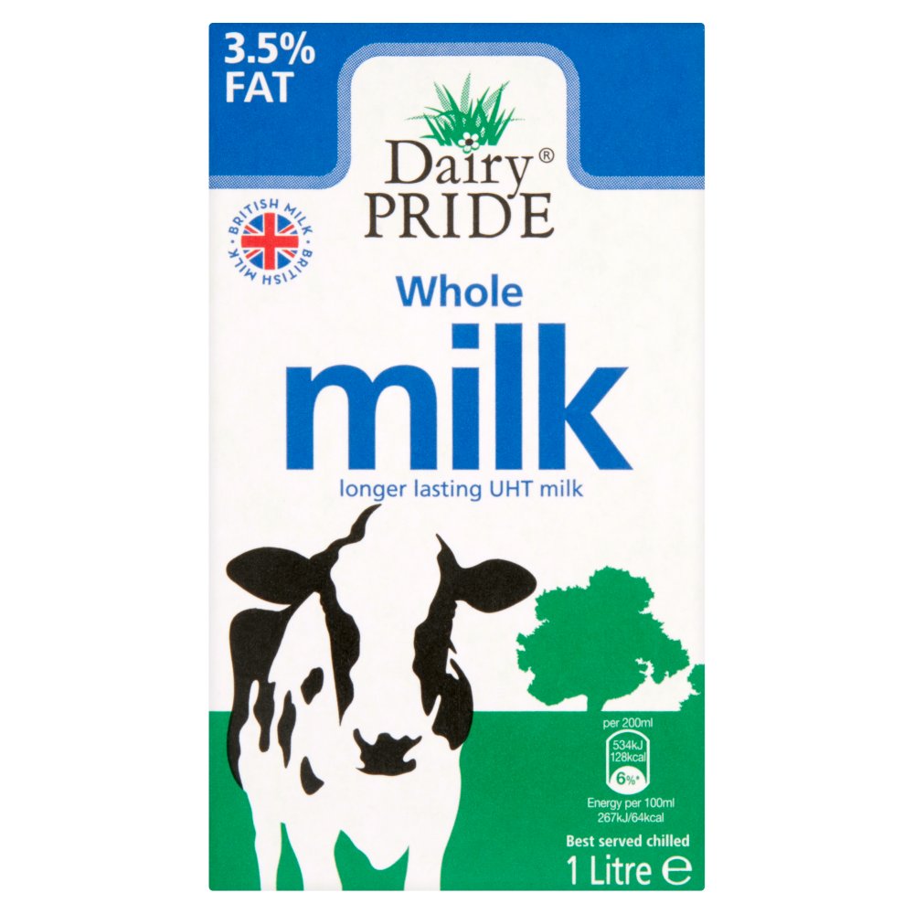 Dairy Pride Whole Milk Longer Lasting UHT Milk (1Ltr × 12 × 1)