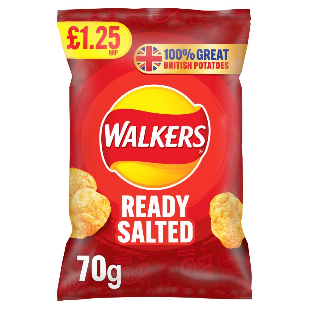 Walkers Ready Salted Crisps £1.25 RRP PMP (70g × 18 × 1)