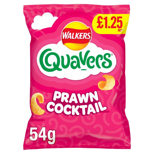 Walkers Quavers Prawn Cocktail Snacks Crisps £1.25 RRP PMP (54g × 18 × 1)