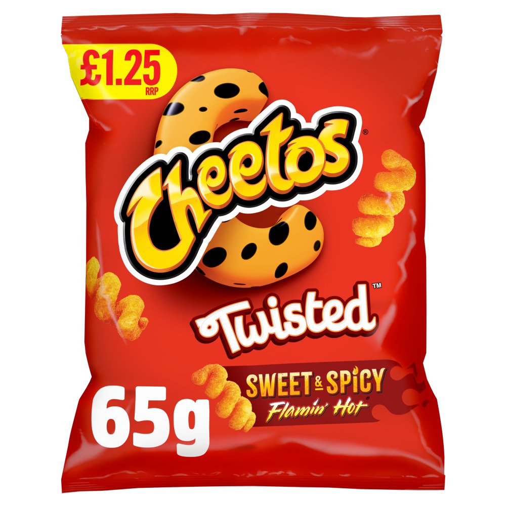 Cheetos Twisted Sweet & Spicy Snacks Crisps £1.25 RRP PMP (65g × 18 × 1)