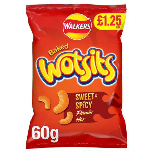 Walkers Wotsits Sweet & Spicy Snacks Crisps £1.25 RRP PMP (60g × 18 × 1)