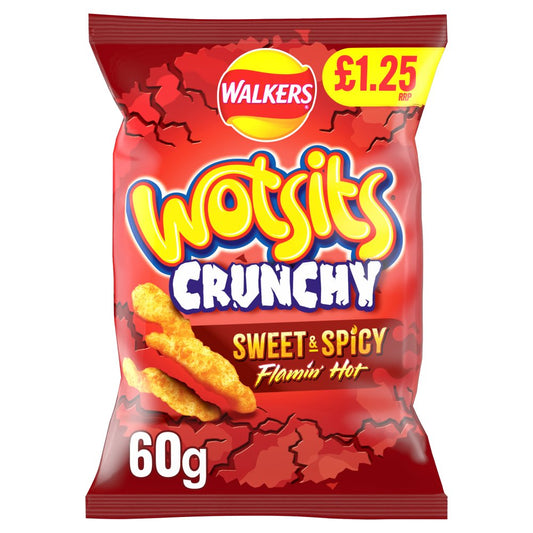 Walkers Wotsits Crunchy Sweet & Spicy Snacks Crisps £1.25 RRP PMP (60g × 15 × 1)