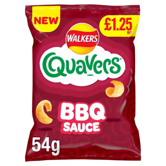 Walkers Quavers BBQ Sauce Snacks Crisps RRP PMP £1.25 (54g × 18 × 1)