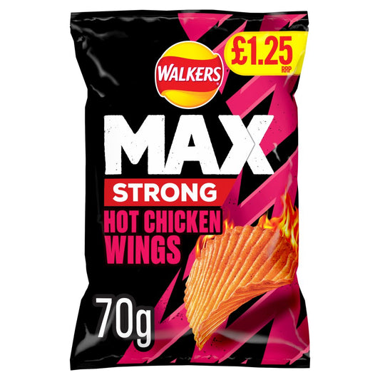 Walkers Max Strong Hot Chicken Wings Crisps £1.25 RRP PMP (70g × 15 × 1)