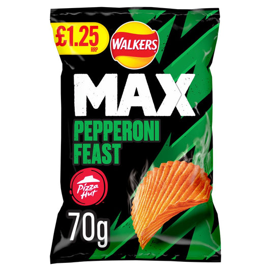 Walkers Max Pizza Hut Pepperoni Feast Crisps £1.25 RRP PMP (70g × 15 × 1)