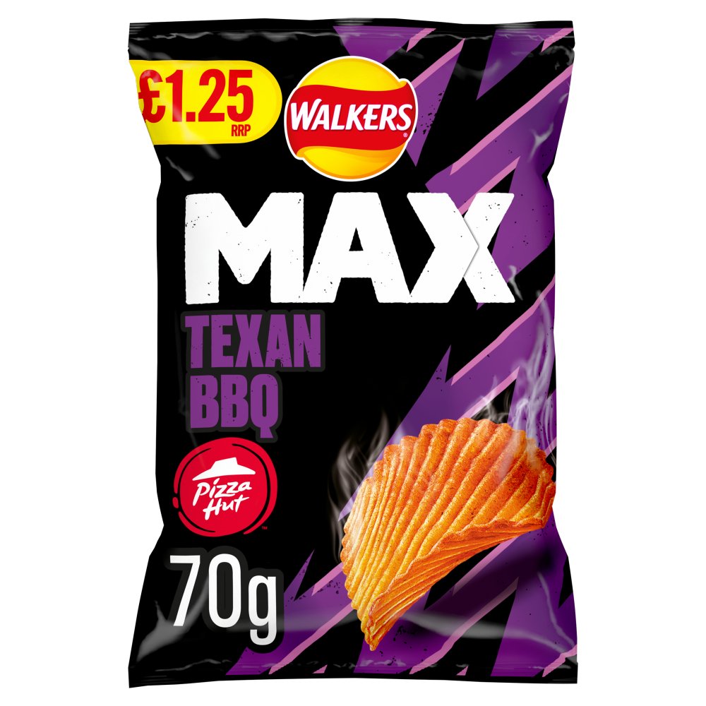 Walkers Max Pizza Hut Texan BBQ Crisps £1.25 RRP PMP (70g × 15 × 1)