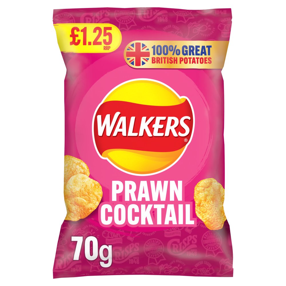 Walkers Prawn Cocktail Crisps £1.25 RRP PMP (70g × 18 × 1)