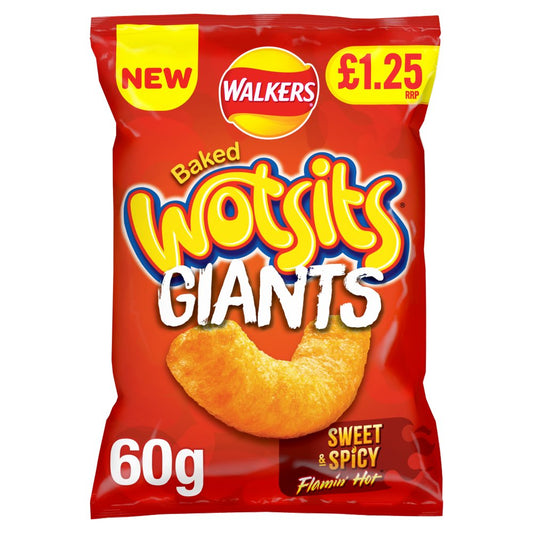 Walkers Wotsits Giants Sweet & Spicy Snacks Crisps £1.25 RRP PMP (60g × 15 × 1)