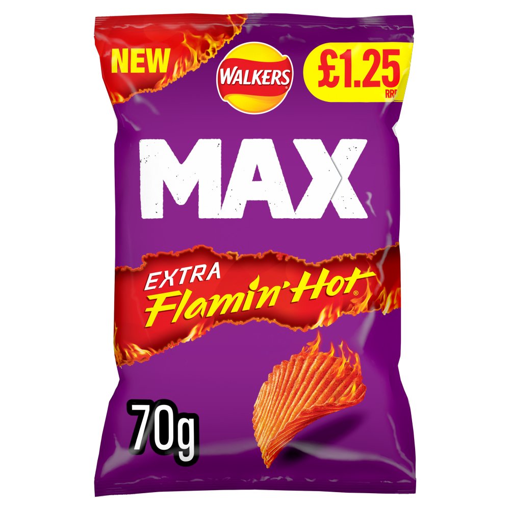 Walkers Max Extra Flamin' Hot Sharing Bag Crisps  PMP (70g × 15 × 1)