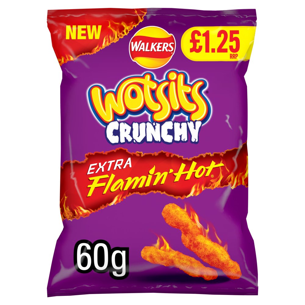 Wotsits Crunchy Extra Flamin' Hot Sharing Bag Crisps  PMP (60g × 15 × 1)