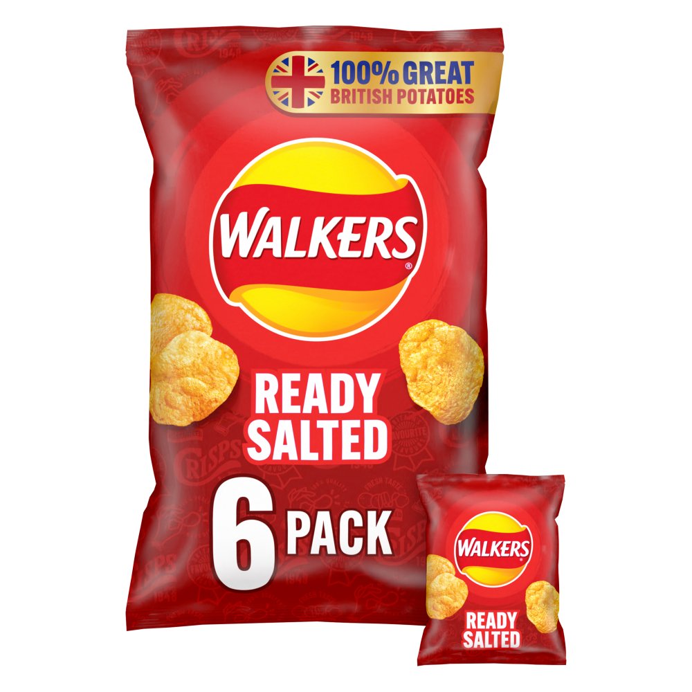 Walkers Ready Salted Multipack Crisps  (6pk × 18)