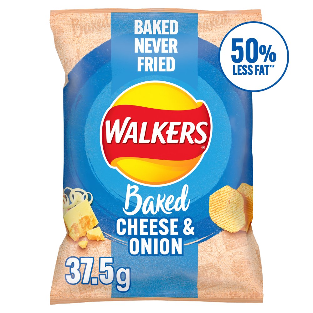 Walkers Baked Cheese & Onion Snacks Crisps (Bag × 32 × 1)