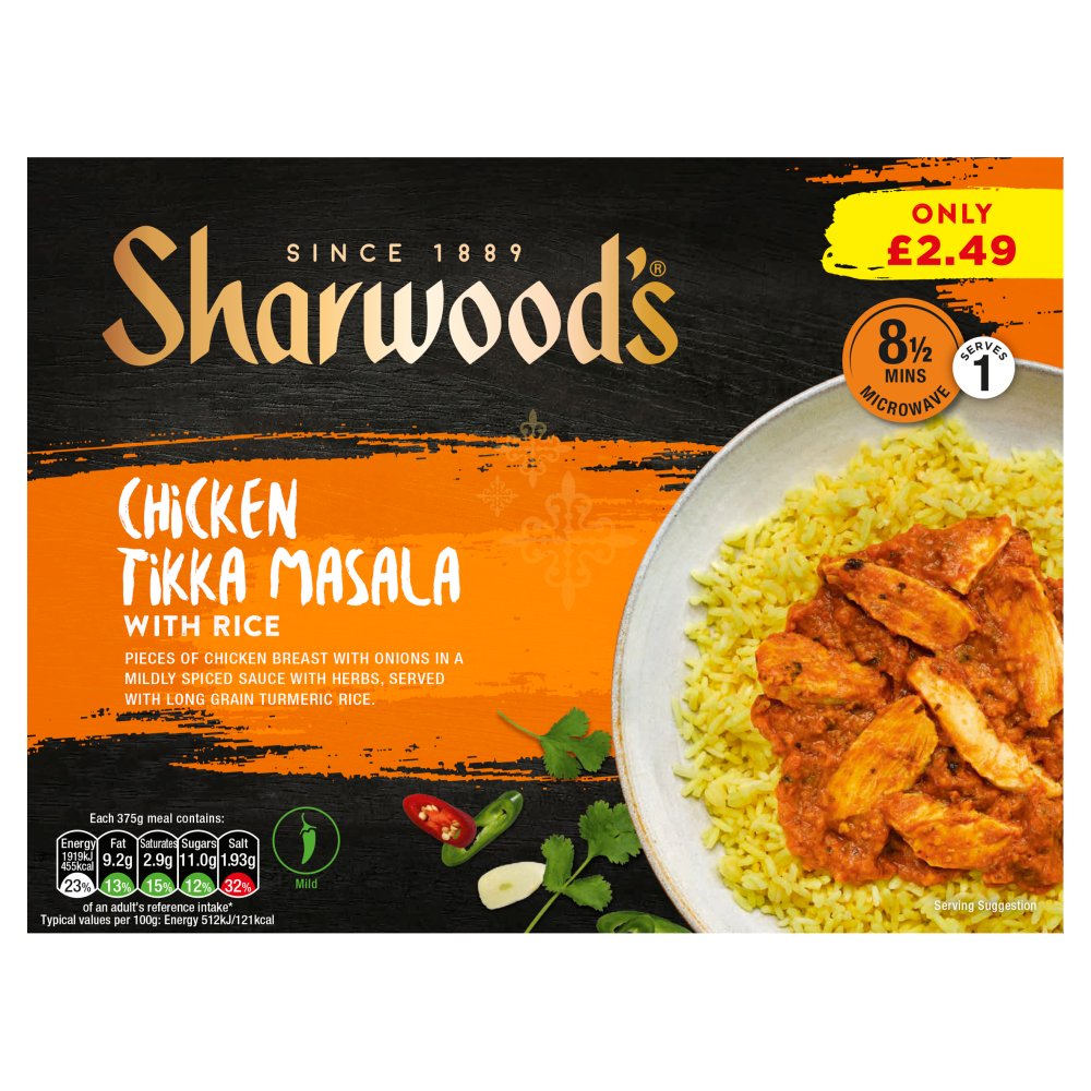 Sharwood's Chicken Tikka Masala with Rice (375g × 6)