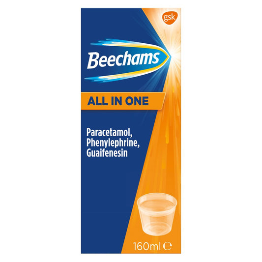 Beechams All in One Liquid, Cold and Flu Relief with Paracetamol, 160 ml (160ml × 6 × 1)