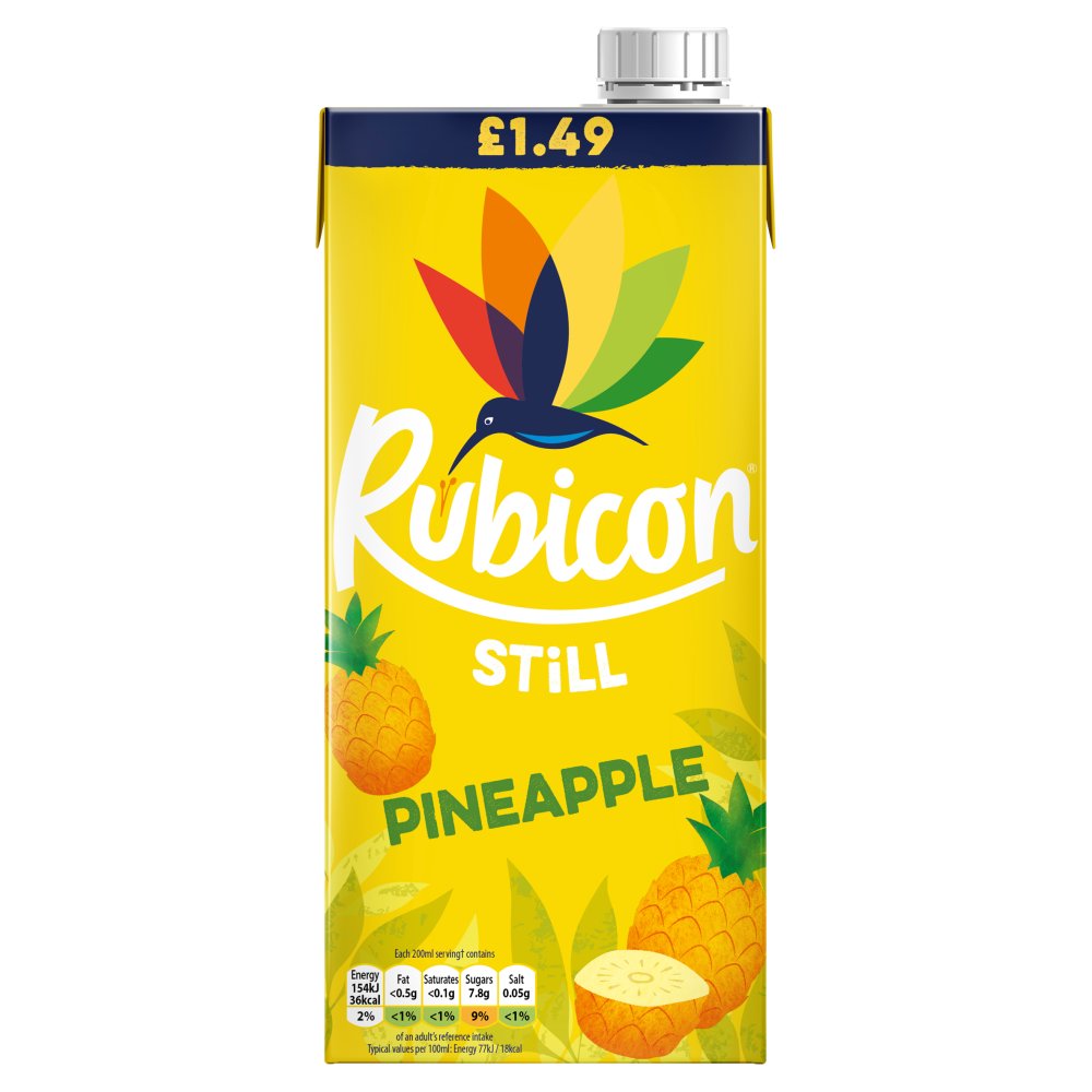 Rubicon Still Pineapple Juice Drink 1 Litre (1Ltr × 12 × 1)