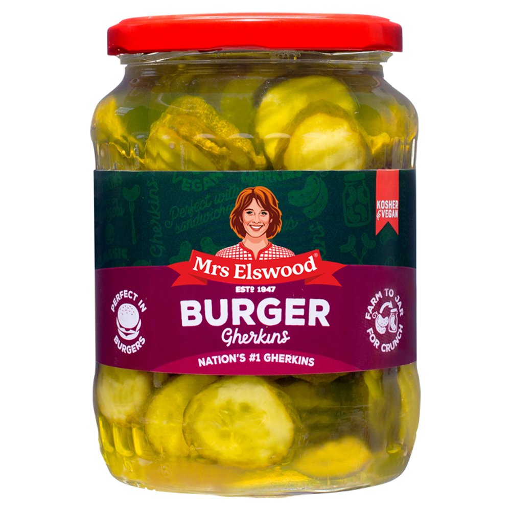 Mrs Elswood Burger Gherkins (670g × 6 × 1)