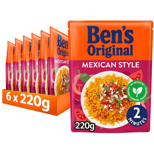 Bens Original Mexican Style Microwave Rice (220g × 6 × 1)