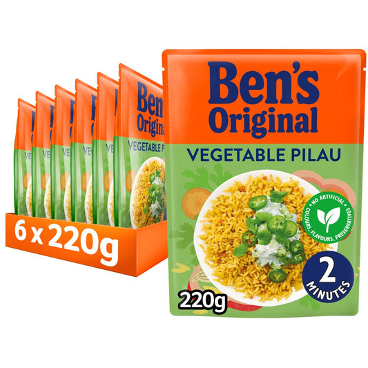 Bens Original Vegetable Pilau Microwave Rice (220g × 6 × 1)