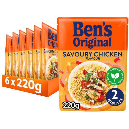 Bens Original Savoury Chicken Microwave Rice (220g × 6 × 1)