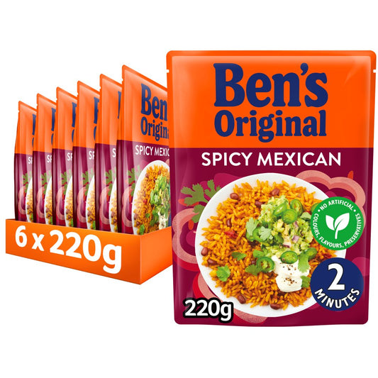 Bens Original Spicy Mexican Microwave Rice (220g × 6 × 1)