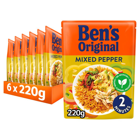 Bens Original Mixed Pepper Microwave Rice (220g × 6 × 1)