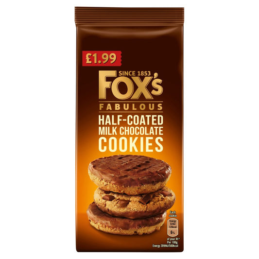 Fox's Fabulous Half-Coated Milk Chocolate Cookies (175g × 8 × 1)