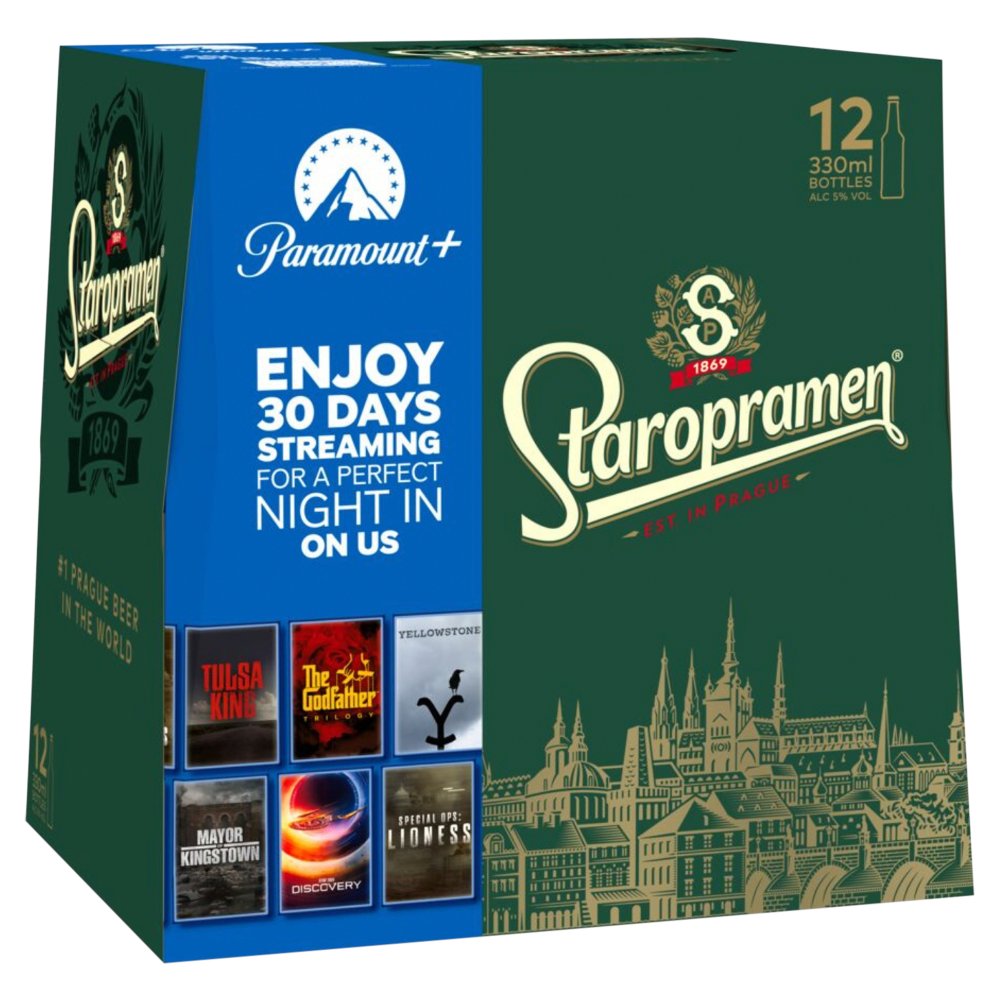 Staropramen Premium Czech Style Pilsner Lager Beer Bottle (330ml × 1)