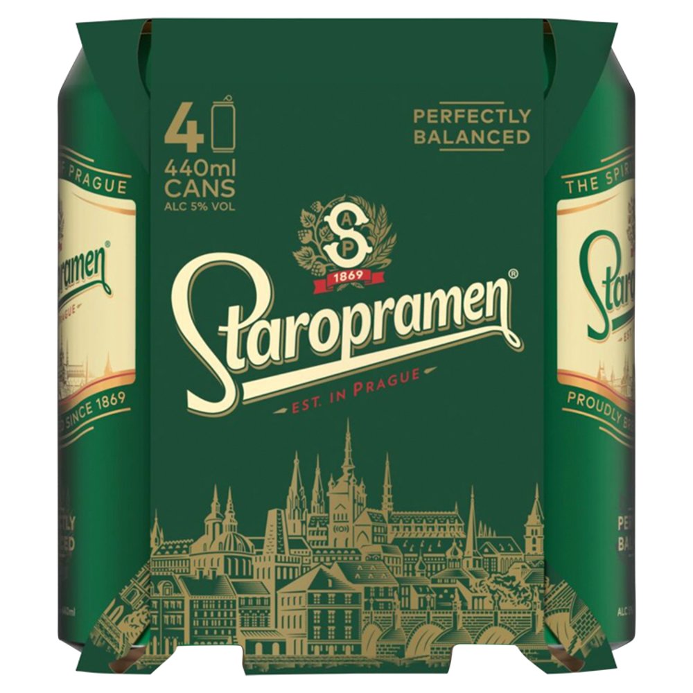 Staropramen Premium Czech Style Pilsner Lager Beer Can (440ml × 6 × 1)