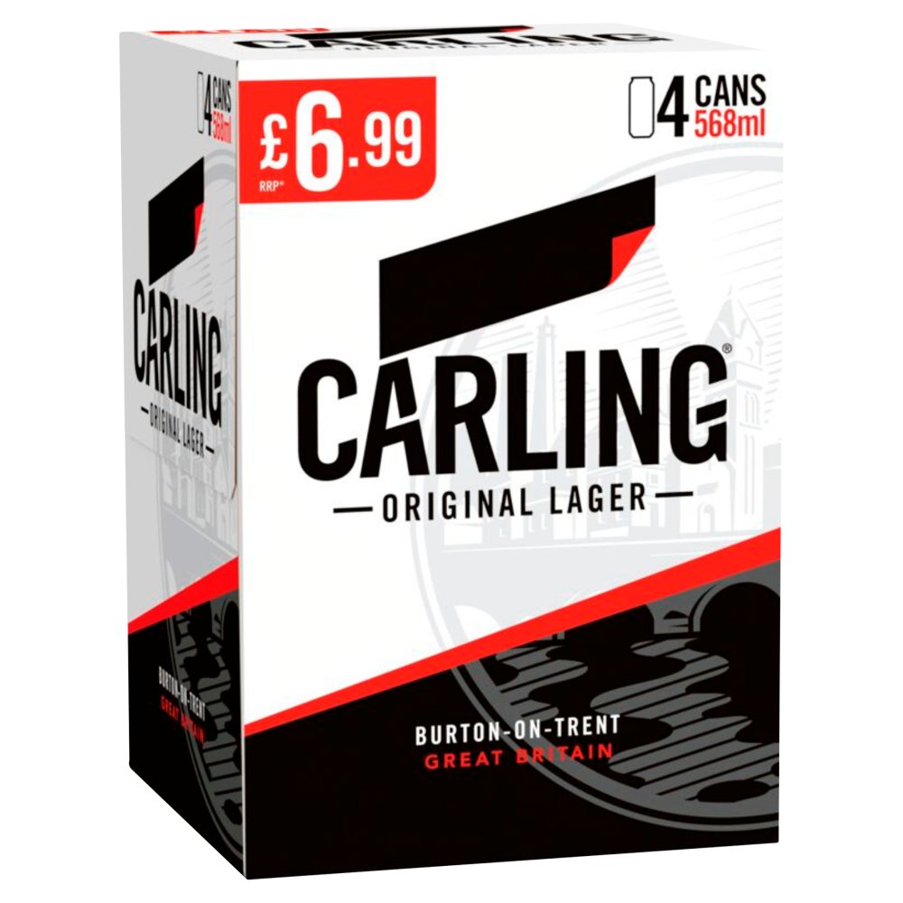 Carling Original Lager Beer Can (568ml × 6 × 1)