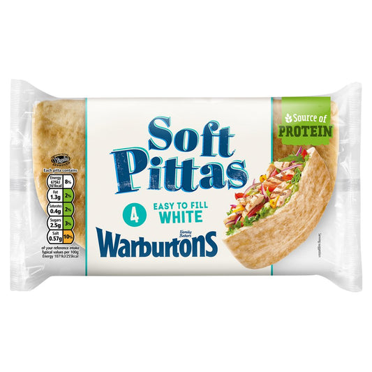 Warburtons 4 White Soft Pittas (4s × 1)