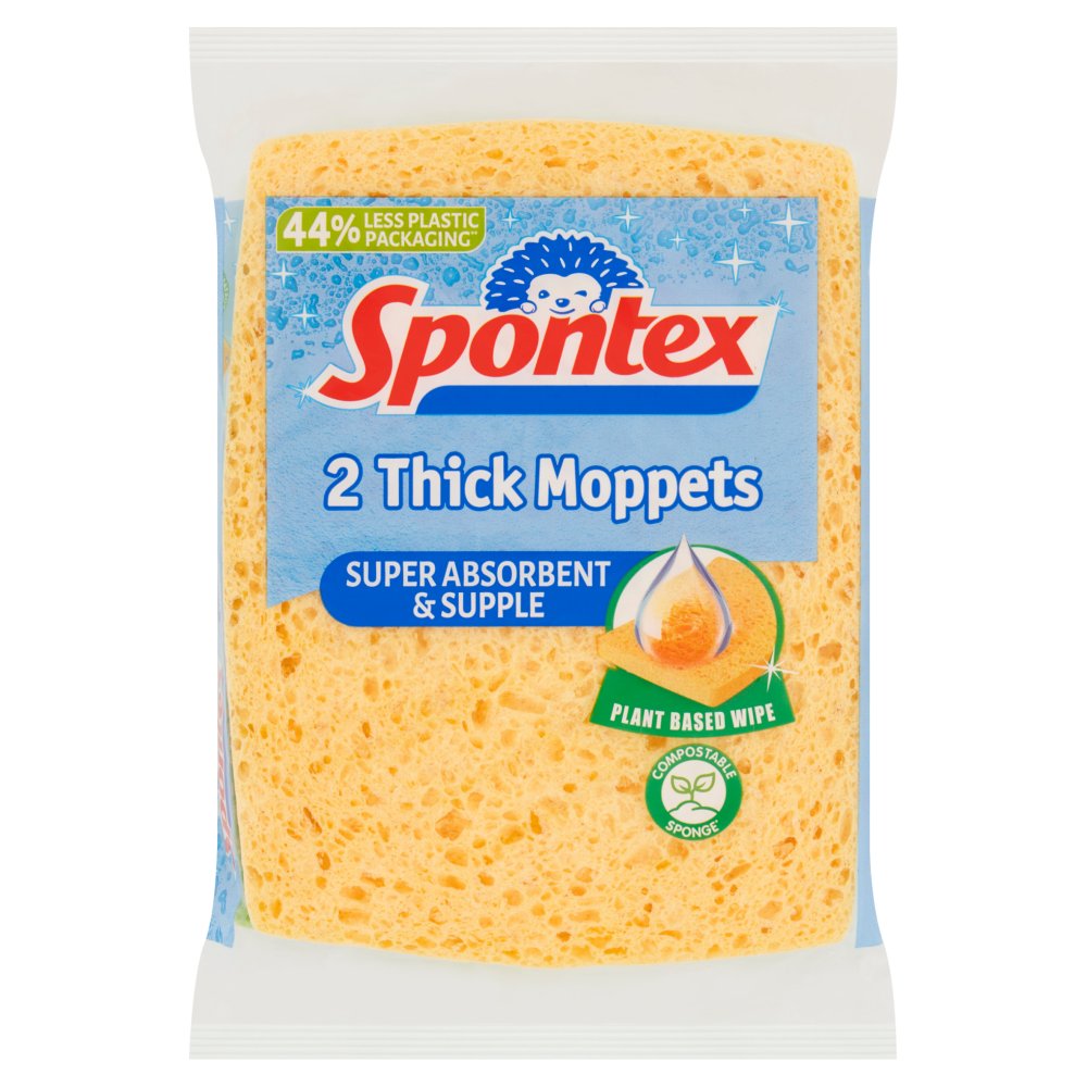 Spontex 2 Thick Sponge Moppets, 16 x 12cm (2pk × 6 × 8)