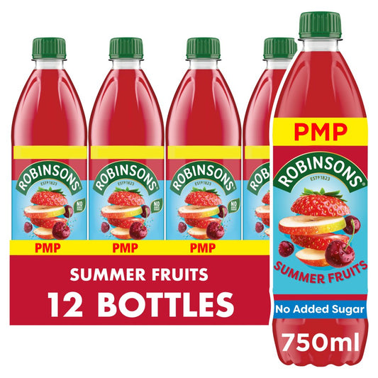 Robinsons Summer Fruits No Added Sugar Squash PMP (750ml × 12 × 1)