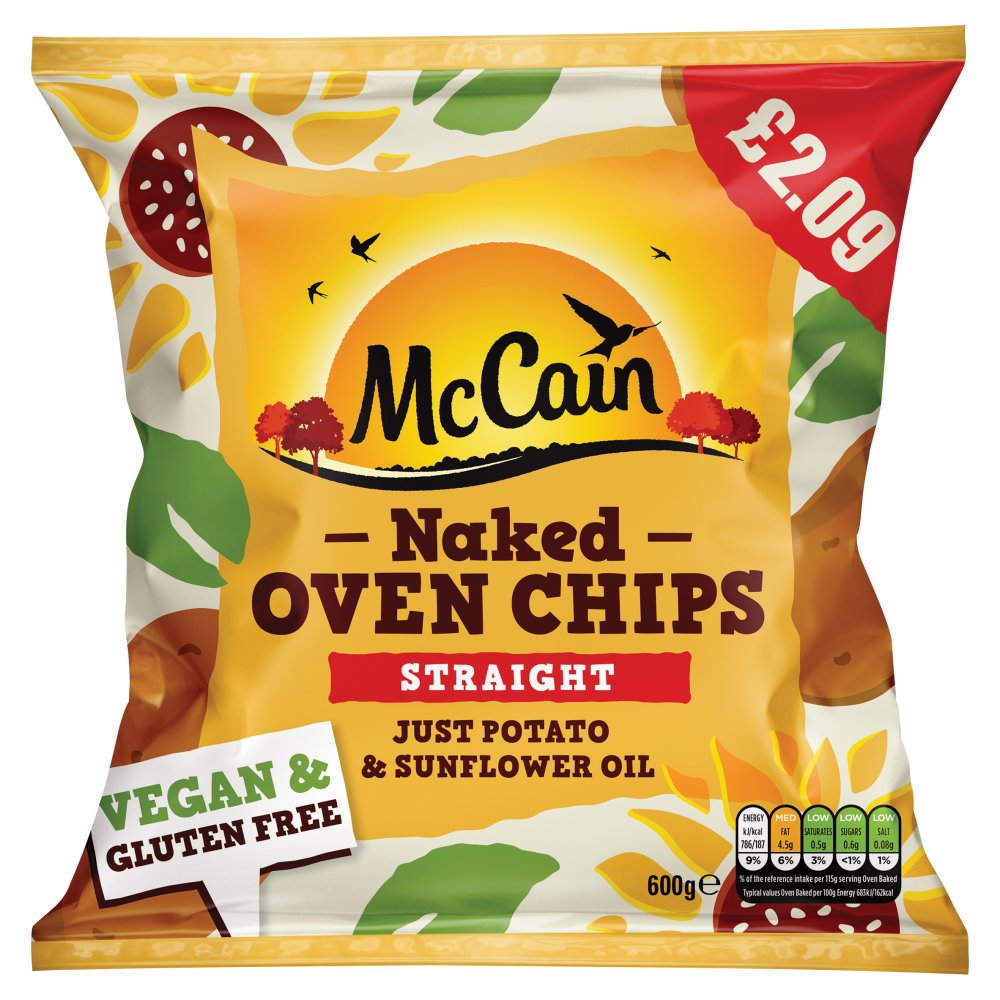 McCain Naked Oven Chips Straight (600g × 16)