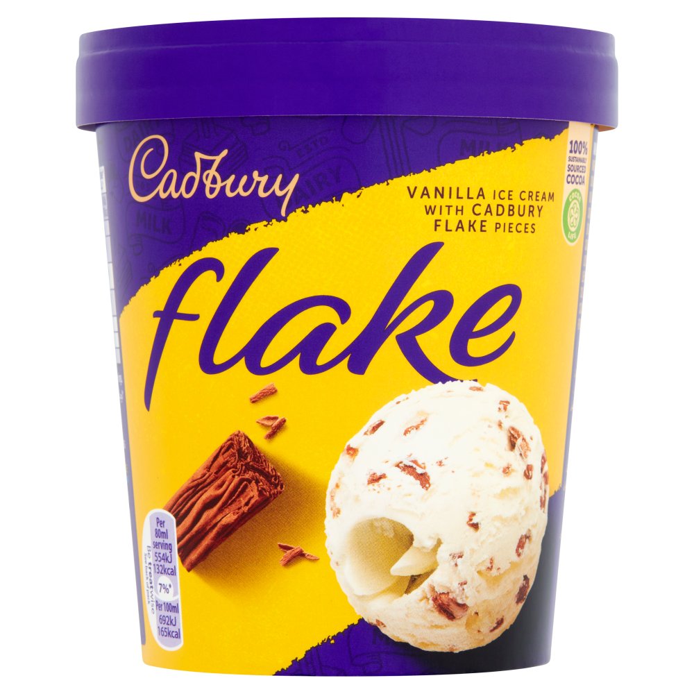 Cadbury Flake Ice Cream Tub (480ml × 6)