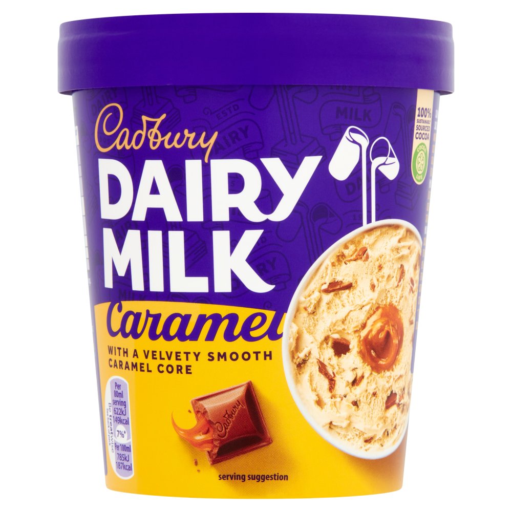 Cadbury Dairy Milk Caramel Ice Cream Tub (480ml × 6)