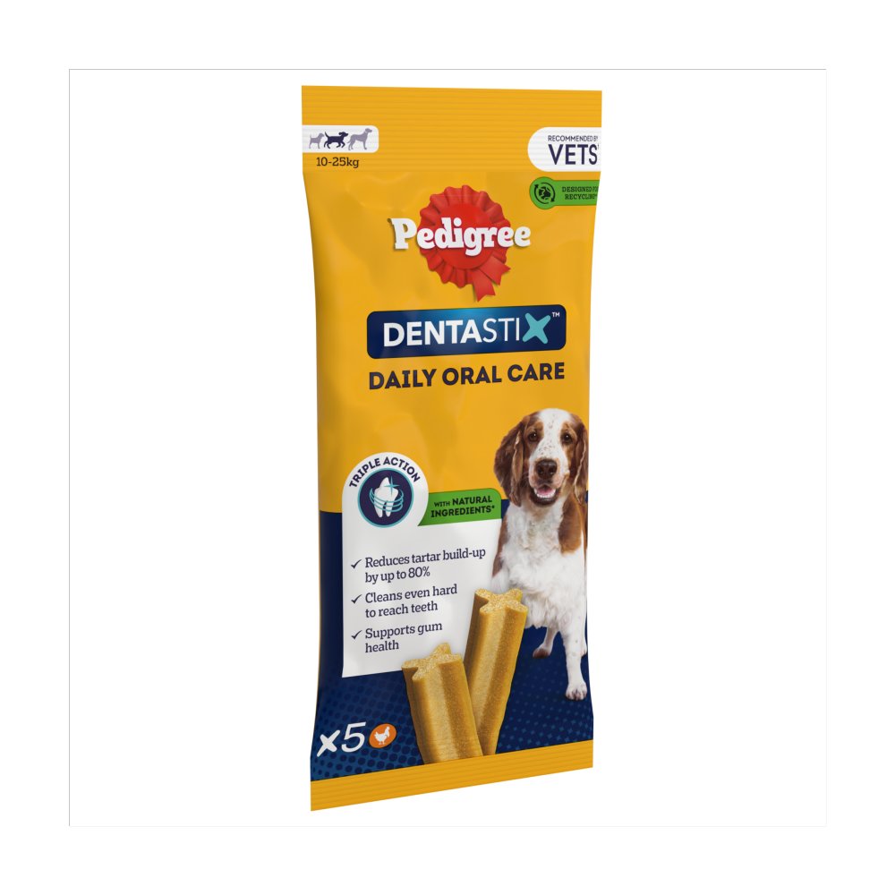 Pedigree Dentastix Daily Dental Chews Medium Dog Treat 5 Sticks (5stk × 14 × 1)