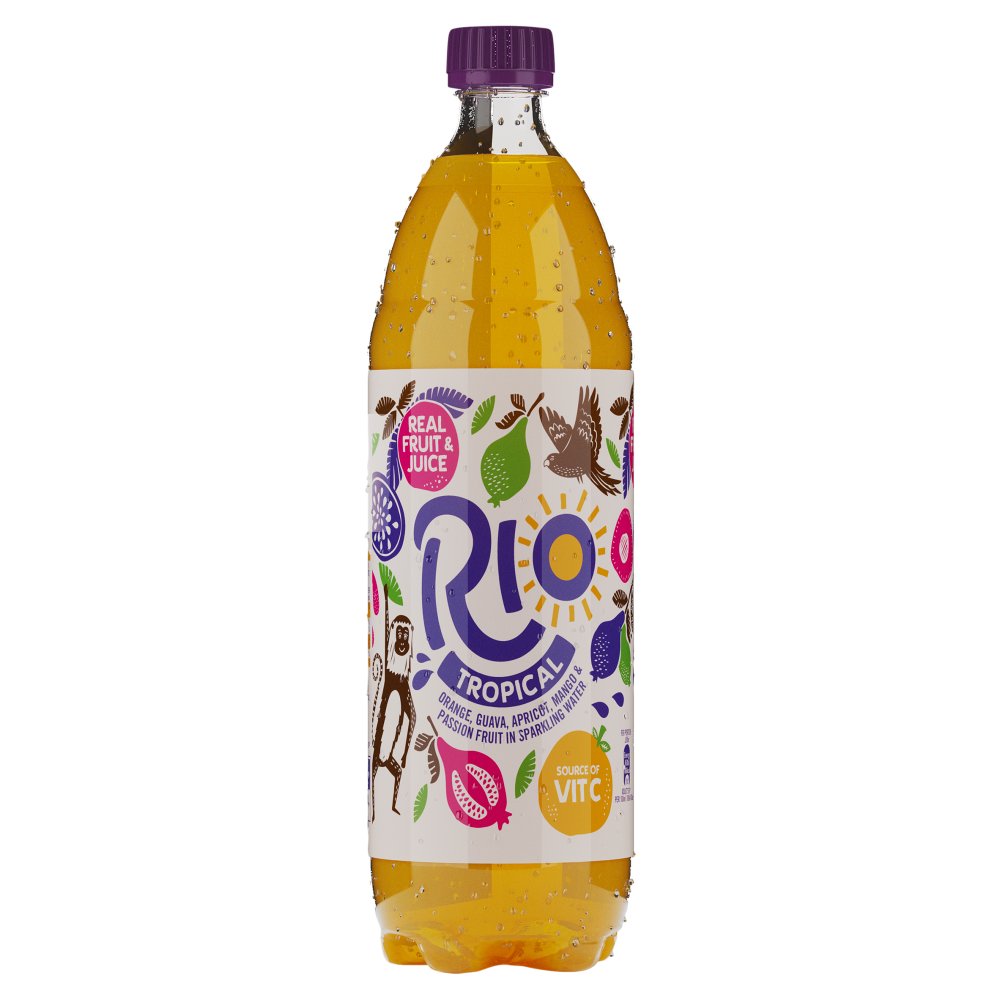 Rio Tropical Orange, Guava, Apricot, Mango & Passion Fruit in Sparkling Water 1.5L (1.5Ltr × 6 × 1)