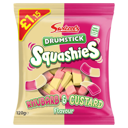 Swizzels Drumstick Squashies Rhubarb & Custard Flavour (120g × 12 × 1)