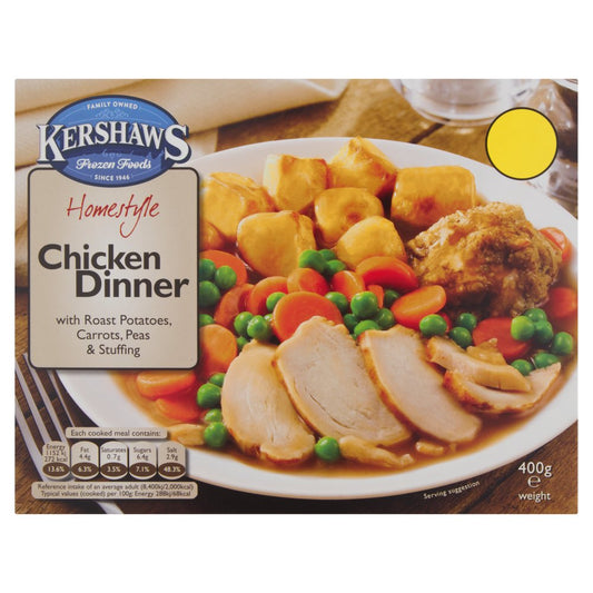 Kershaws Homestyle Chicken Dinner with Roast Potatoes, Carrots, Peas & Stuffing (400g × 12)