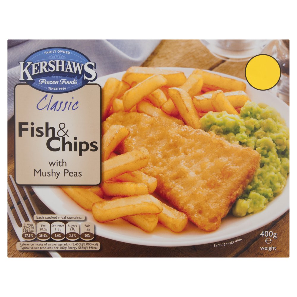 Kershaws Classic Fish & Chips with Mushy Peas (400g × 12)