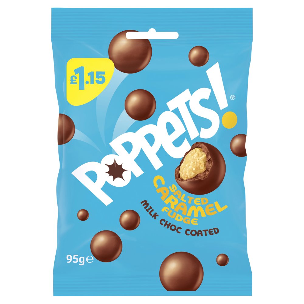Poppets Salted Caramel Fudge Milk Choc Coated (95g × 10 × 1)