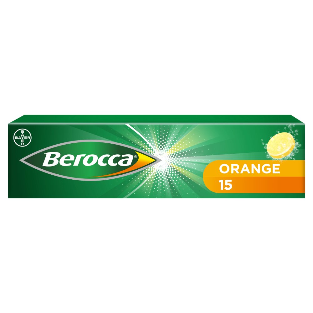 Berocca Orange Flavour 15 Sugar Free Effervescent Tablets (15s × 4 × 1)
