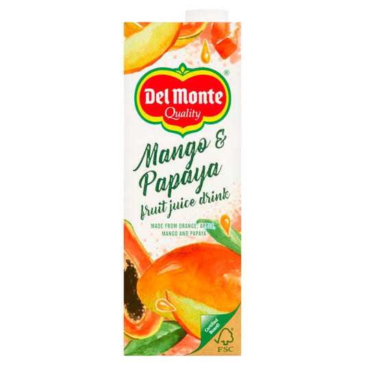 Del Monte Mango & Papaya Fruit Juice Drink 1 Litre (1Ltr × 6 × 1)
