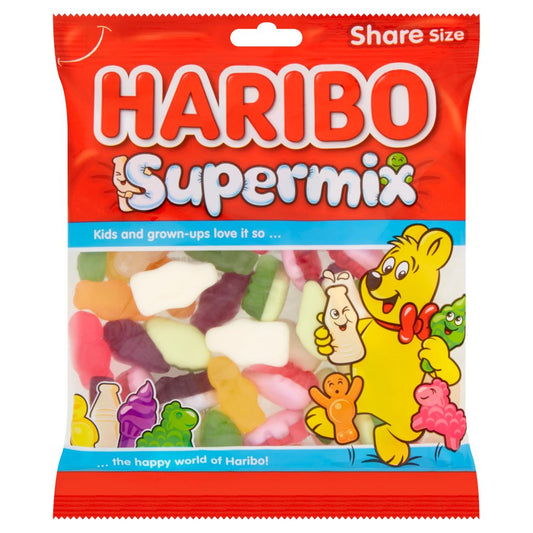 HARIBO Supermix Fruit & Milk Flavoured Jelly & Foam Sweets Sharing Bag (160g × 12 × 1)