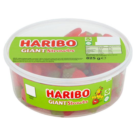 HARIBO Giant Strawbs Strawberry Flavour Chewy Jelly Sweets Tub (Pce × 75 × 6)