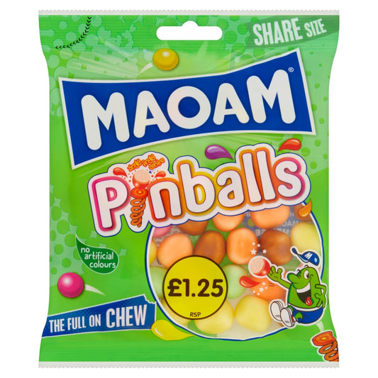 MAOAM Pinballs Fruit & Cola Flavour Chewy Sweets Sharing Bag (140g × 14 × 1)