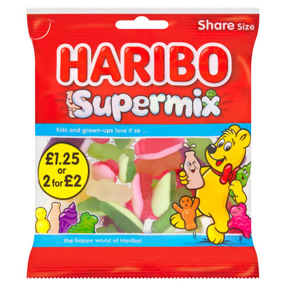HARIBO Supermix Fruit & Milk Flavoured Jelly & Foam Sweets Sharing Bag (140g × 12 × 1)