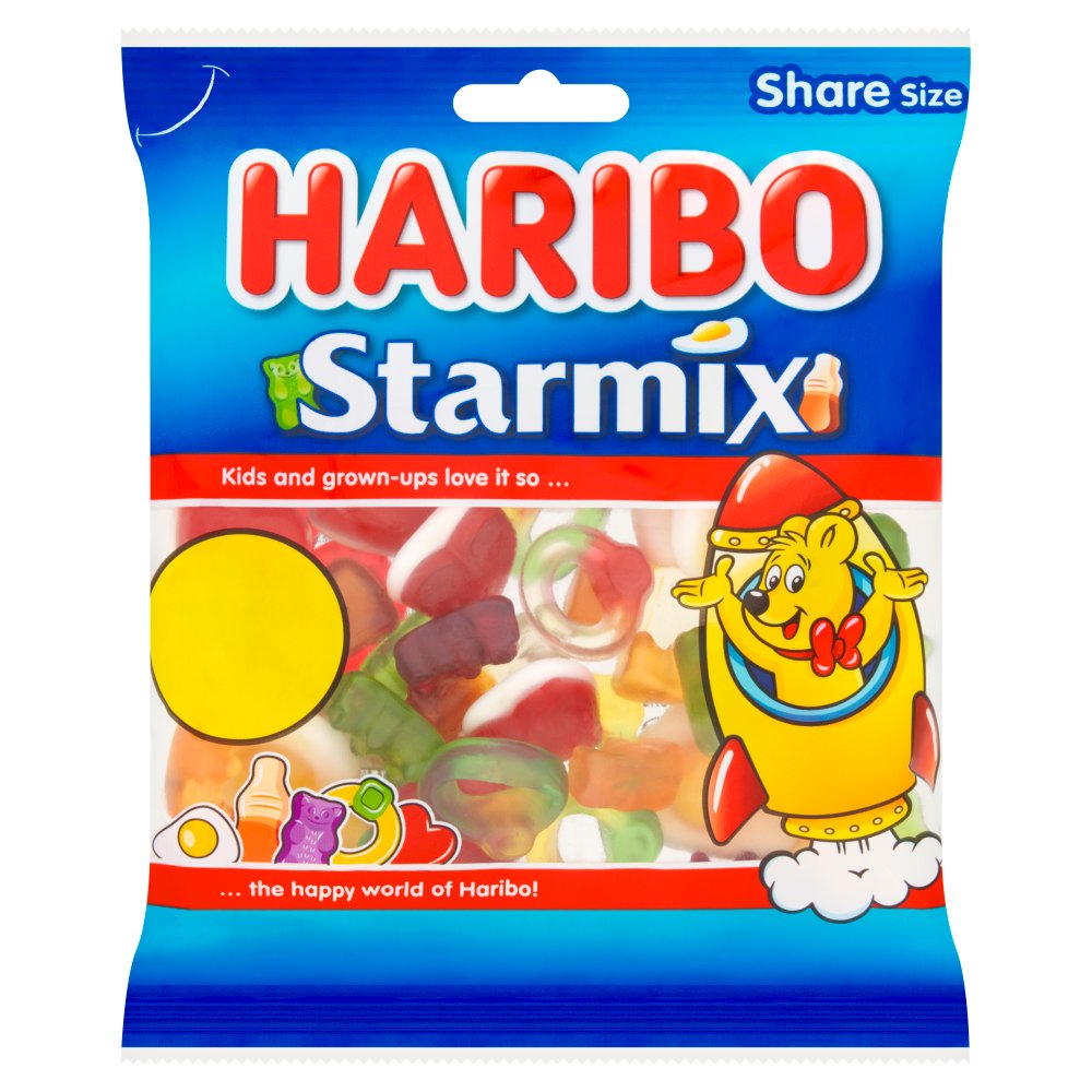 HARIBO Starmix Fruit & Cola Flavour Jelly & Foam Sweets Sharing Bag (140g × 12 × 1)