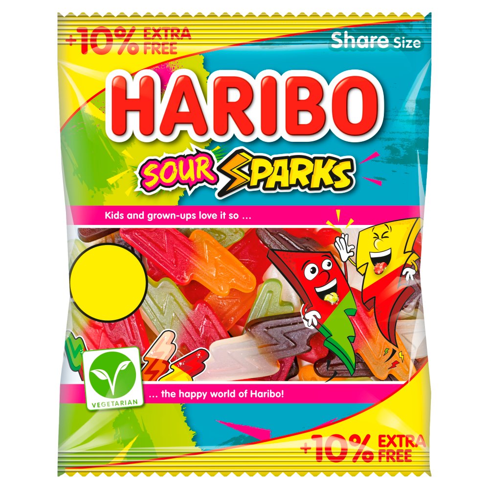 HARIBO Sour Sparks Sweets Sharing Bag (154g × 12 × 1)
