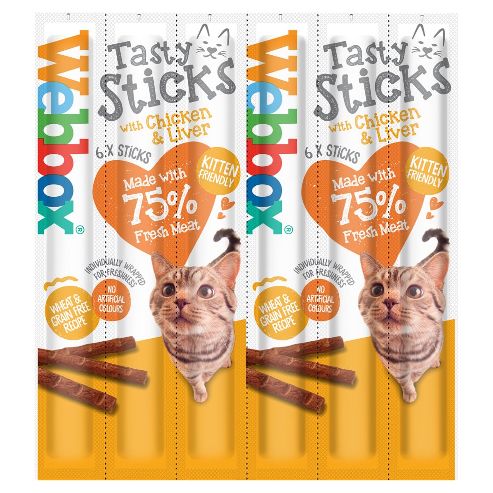 Webbox Tasty Sticks with Chicken & Liver 6 Semi-Moist Tasty Treats (6pk × 12 × 1)